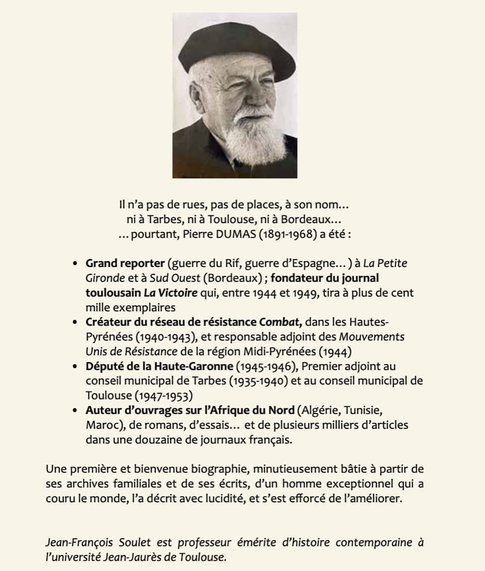 2024 - Parution du nouveau livre de Jean-François Soulet sur Pierre Dumas (1891-1968)